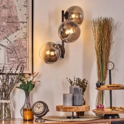 hofstein Chehalis Boule lumineuse, Applique murale 33 cm Chrome, Clair, Fumé, 3 lumières