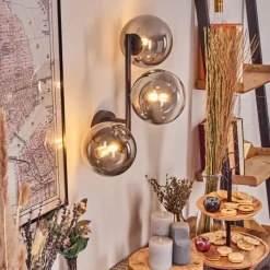 hofstein Chehalis Boule lumineuse, Applique murale 33 cm Chrome, Clair, Fumé, 3 lumières