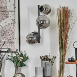 hofstein Chehalis Boule lumineuse, Applique murale 23 cm Fumé, 3 lumières