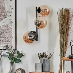 hofstein Chehalis Boule lumineuse, Applique murale Ambre, 3 lumières