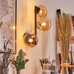 hofstein Chehalis Boule lumineuse, Applique murale Ambre, 3 lumières