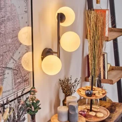 hofstein Chehalis Boule lumineuse, Applique murale 28 cm Blanc, 3 lumières