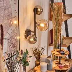 hofstein Chehalis Boule lumineuse, Applique murale 23 cm Ambre, Fumé, 3 lumières