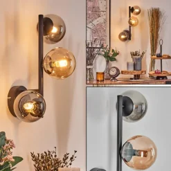 hofstein Chehalis Boule lumineuse, Applique murale 23 cm Ambre, Fumé, 3 lumières