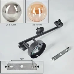 hofstein Chehalis Boule lumineuse, Applique murale 23 cm Ambre, Fumé, 3 lumières