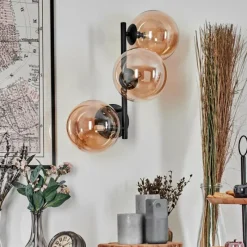 hofstein Chehalis Boule lumineuse Ambre, 3 lumières