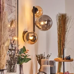 hofstein Chehalis Boule lumineuse, Applique murale Ambre, Fumé, 3 lumières