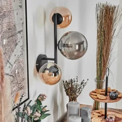 hofstein Chehalis Boule lumineuse, Applique murale Ambre, Fumé, 3 lumières