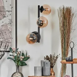 hofstein Chehalis Boule lumineuse, Applique murale Ambre, 3 lumières