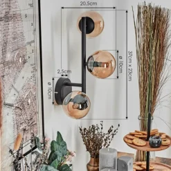 hofstein Chehalis Boule lumineuse, Applique murale Ambre, 3 lumières