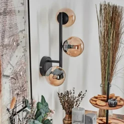 hofstein Chehalis Boule lumineuse, Applique murale Ambre, 3 lumières