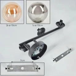 hofstein Chehalis Boule lumineuse, Applique murale Ambre, Fumé, 3 lumières