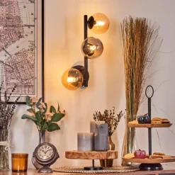 hofstein Chehalis Boule lumineuse, Applique murale Ambre, Fumé, 3 lumières