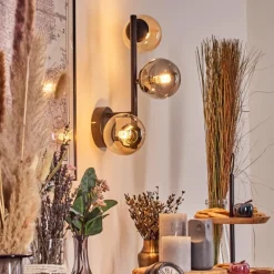 hofstein Chehalis Boule lumineuse, Applique murale Ambre, Fumé, 3 lumières