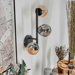 hofstein Chehalis Boule lumineuse, Applique murale Ambre, Fumé, 3 lumières