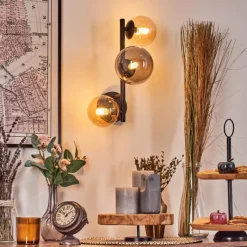 Suspension Verre Fumé-hofstein Chehalis Boule lumineuse, Applique murale Ambre, Fumé, 3 lumières