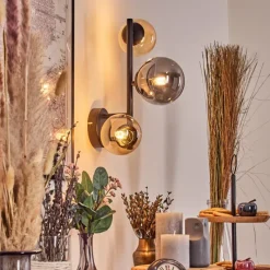 Suspension Verre Fumé-hofstein Chehalis Boule lumineuse, Applique murale Ambre, Fumé, 3 lumières