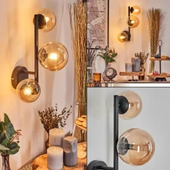 hofstein Chehalis Boule lumineuse, Applique murale Ambre, 3 lumières