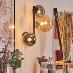 hofstein Chehalis Boule lumineuse, Applique murale Ambre, Fumé, 3 lumières