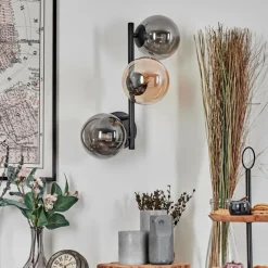 Suspension Verre Fumé-hofstein Chehalis Boule lumineuse, Applique murale Ambre, Fumé, 3 lumières