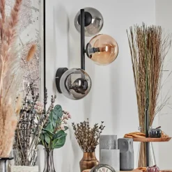 Suspension Verre Fumé-hofstein Chehalis Boule lumineuse, Applique murale Ambre, Fumé, 3 lumières