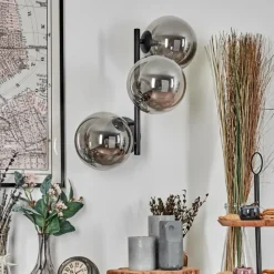 hofstein Chehalis Boule lumineuse, Applique murale Fumé, 3 lumières