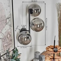 hofstein Chehalis Boule lumineuse, Applique murale Fumé, 3 lumières