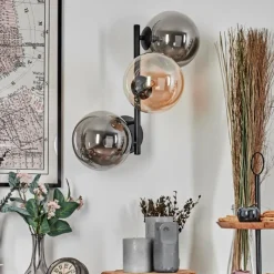 hofstein Chehalis Boule lumineuse, Applique murale Ambre, Fumé, 3 lumières