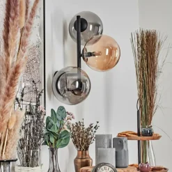 hofstein Chehalis Boule lumineuse, Applique murale Ambre, Fumé, 3 lumières