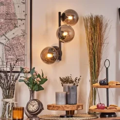 Suspension Verre Fumé-hofstein Chehalis Boule lumineuse, Applique murale Fumé, 3 lumières