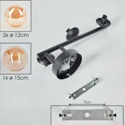 hofstein Chehalis Boule lumineuse, Applique murale Ambre, 3 lumières