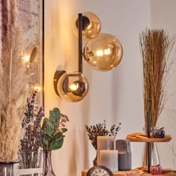 hofstein Chehalis Boule lumineuse, Applique murale Ambre, 3 lumières