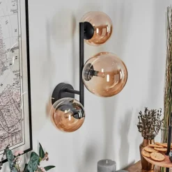 hofstein Chehalis Boule lumineuse, Applique murale Ambre, 3 lumières