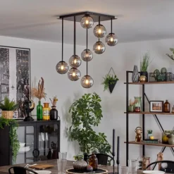 hofstein Chehalis Plafonnier, Boule lumineuse Fumé, 9 lumières