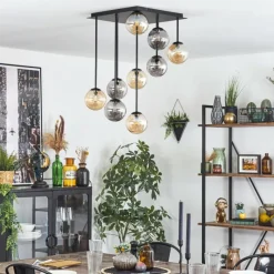 hofstein Chehalis Plafonnier, Boule lumineuse Ambre, Fumé, 9 lumières