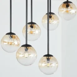 hofstein Chehalis Plafonnier, Boule lumineuse Ambre, Clair, 9 lumières