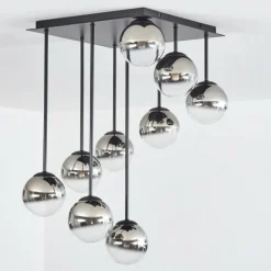 hofstein Chehalis Plafonnier, Boule lumineuse Chrome, Clair, Fumé, 9 lumières