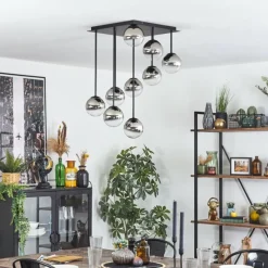 hofstein Chehalis Plafonnier, Boule lumineuse Chrome, Clair, Fumé, 9 lumières