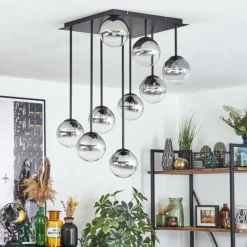 hofstein Chehalis Plafonnier, Boule lumineuse Clair, Fumé, 9 lumières