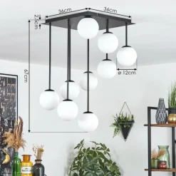 hofstein Chehalis Plafonnier, Boule lumineuse Blanc, 9 lumières
