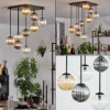 hofstein Chehalis Plafonnier, Boule lumineuse Ambre, Clair, Fumé, 9 lumières