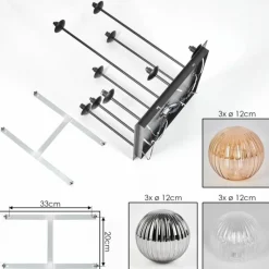 hofstein Chehalis Plafonnier, Boule lumineuse Ambre, Clair, Fumé, 9 lumières
