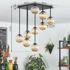 Lampes Vintages & Rétros-hofstein Chehalis Plafonnier, Boule lumineuse Ambre, 9 lumières