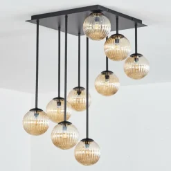 Lampes Vintages & Rétros-hofstein Chehalis Plafonnier, Boule lumineuse Ambre, 9 lumières