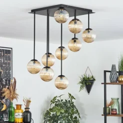 Lampes Vintages & Rétros-hofstein Chehalis Plafonnier, Boule lumineuse Ambre, 9 lumières