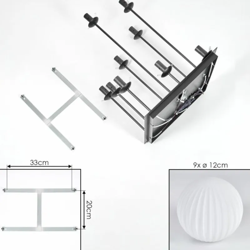hofstein Chehalis Plafonnier, Boule lumineuse Blanc, 9 lumières