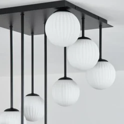 hofstein Chehalis Plafonnier, Boule lumineuse Blanc, 9 lumières