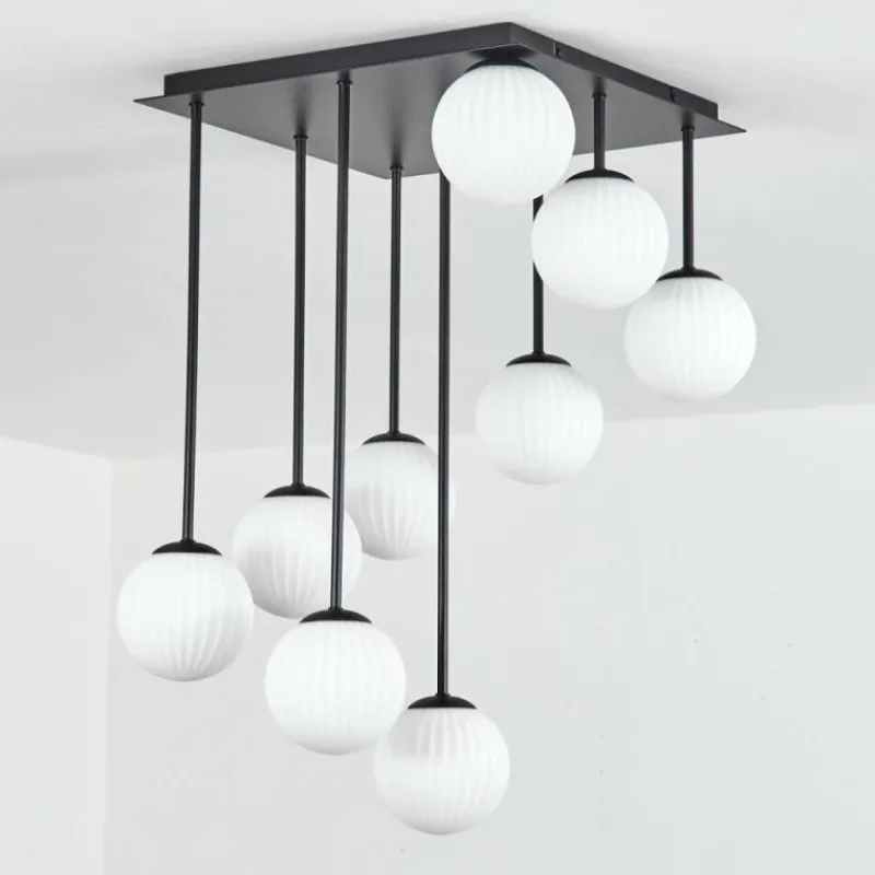 hofstein Chehalis Plafonnier, Boule lumineuse Blanc, 9 lumières