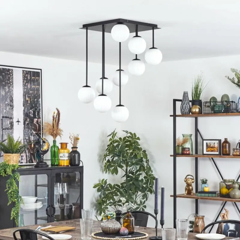 hofstein Chehalis Plafonnier, Boule lumineuse Blanc, 9 lumières