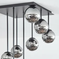 hofstein Chehalis Plafonnier, Boule lumineuse Chrome, Fumé, 9 lumières